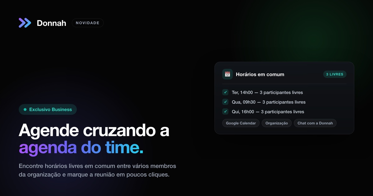 Agendar reuniões cruzando a agenda da equipe — exclusivo Business