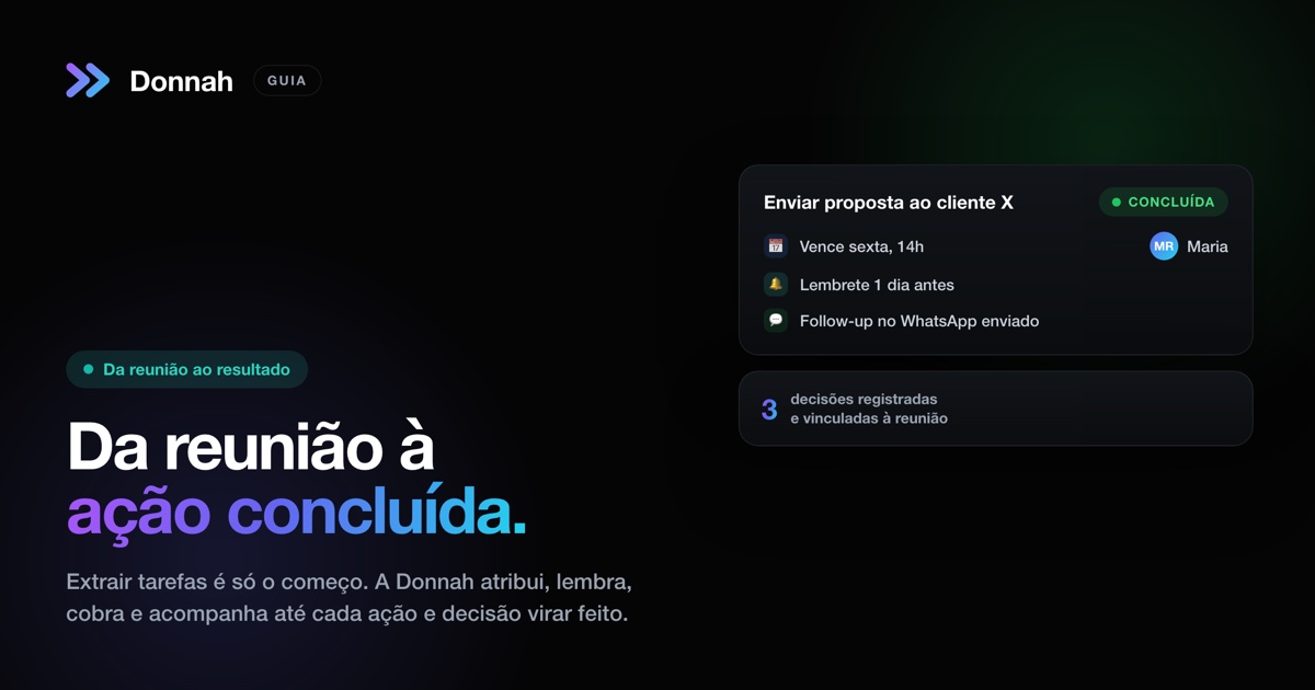 Como a Donnah te ajuda a concluir as ações e decisões de uma reunião