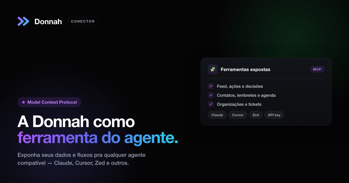 Conector MCP: use a Donnah como ferramenta em qualquer agente de IA